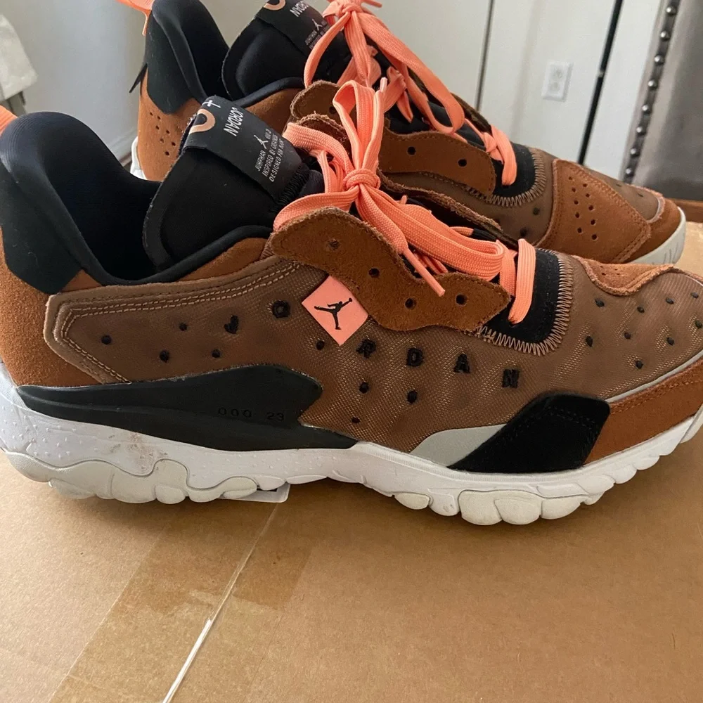 Jordan Sneakers in Brown and Orange with Pink Accents 11.5